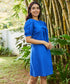 Front Bow Puff Sleeve Linen Dress